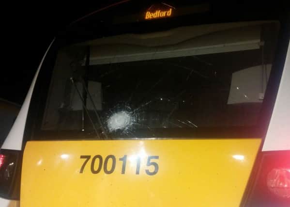The windscreen of the fast moving train was smashed in the incident. Picture: BTP