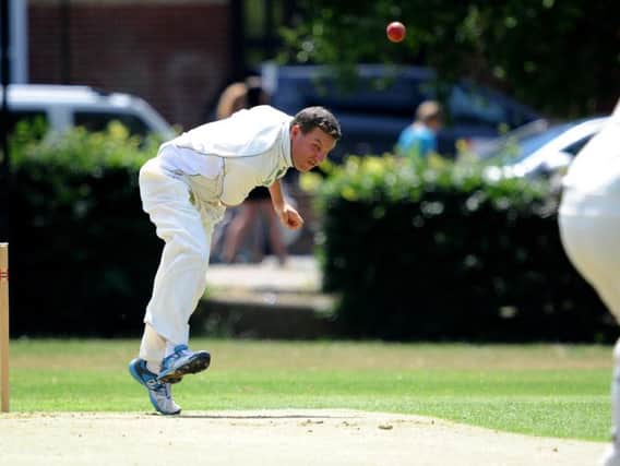 Peter Billinghay bowls for Burgess Hill against Haywards Heath