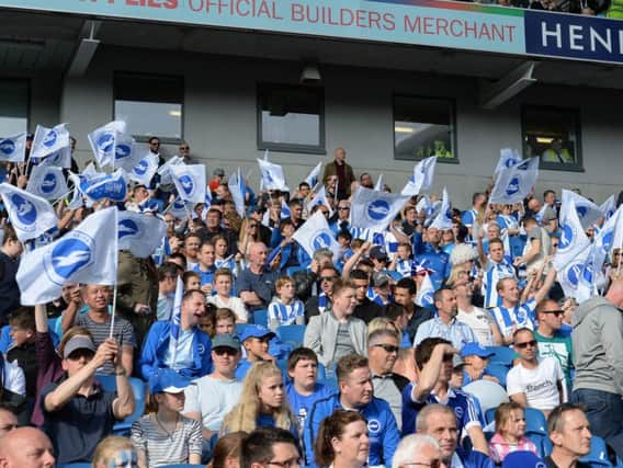 Albion fans watch on at the Amex. Picture by Phil Westlake (PW Sporting Photography)