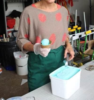 Caroline Spiby from CarolineÂ’s Dairy, who supplied unique bubblegum ice cream in the JDRF blue during the event