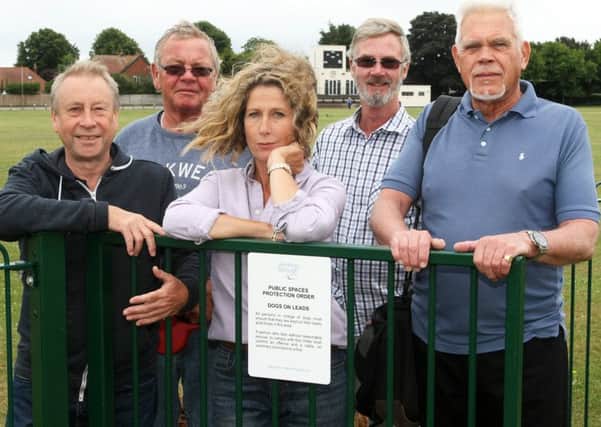Broadwater residents Keith Gurney, Kevin Kelly, Jane Granger, Martin Weaver and Tim Nicholls at the fence