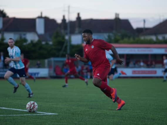 Summer signing Omar Folkes in action last night. Picture by Marcus Hoare