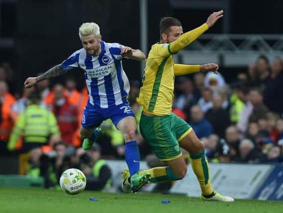 Oliver Norwood in action for Albion at Norwich last season. Picture by Phil Westlake (PW Sporting Photography)
