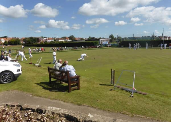 Players battle it out on the final morning of the 2016 Bexhill Men's Open Bowls Tournament.