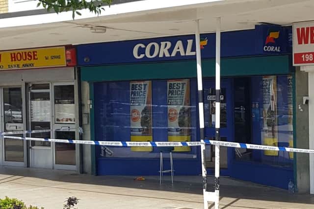 The robbery happened outside Corals betting shop in Ifield Parade. Picture: Mark Dunford