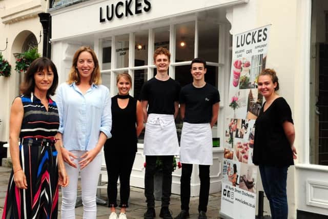 The team at Luckes Cafe. From left: Melanie Luckes, owner, Emma Bulbeck, Rea Briggs, Daniel Mears, Will Hall, and Kat Slater.ks170966-2 SUS-171107-204615008