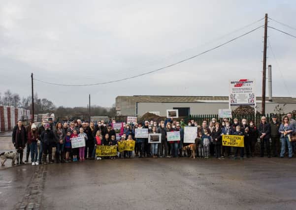 Dozens protest against plans for an incinerator in Horsham. (photo by Annamarie Stepney)