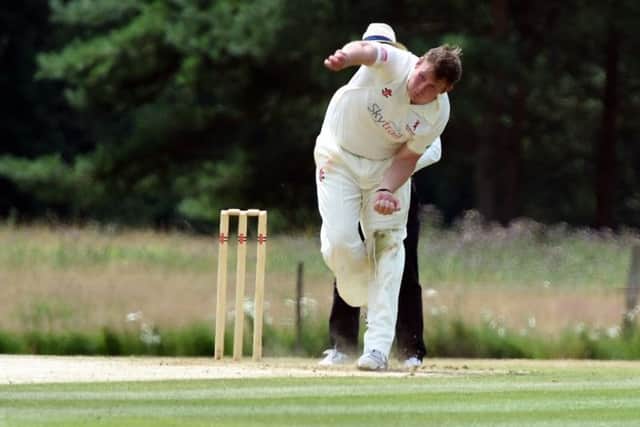 Cricket: Sussex League Premier Division. Cuckfield V Horsham.   Action from the match.

Pictured bowling is Horsham's Jonny Whiting.

Picture: Liz Pearce 08/07/2017

LP170008 SUS-170807-205650008