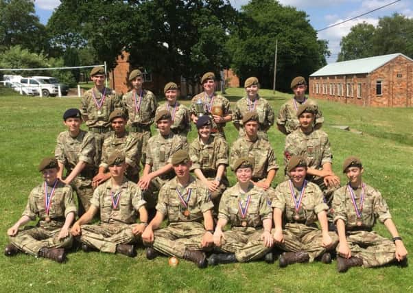 The winning team, rear, with the other Sussex Army Cadet Force teams taking part in the first annual Sussex inter cadet competition