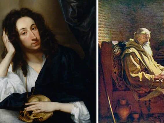 On the right is the Anglo Saxon historian monk, Bede. Next to him is Lewes-educated diarist John Evelyn. Both men wrote of plagues that ravaged England at different times.
