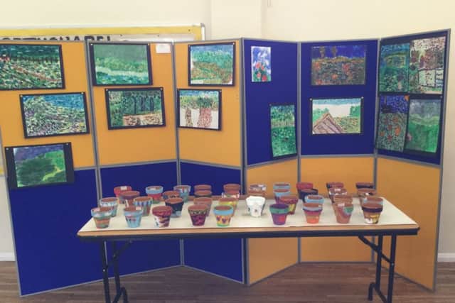 Children's entries for My Monet and decorated terracotta flowerpot