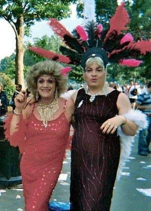 Daniella and her friend Patsy (Martin Swift) at Billy's first Brighton Pride event - and his very first time doing drag