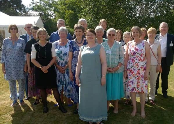 Lou Lou Morris at the front, with the Senior Anna Chaplain and former TV presenter Debbie Thrower on the left, behind her Deacon Brenda Couzens, and other members from local churches - Anglican (Canon Simon Holland, Rev Toby Boutle at the rear) Catholic, Methodist and URC, and at the extreme right, Richard Fisher the CEO of the Bible Reading Fellowship