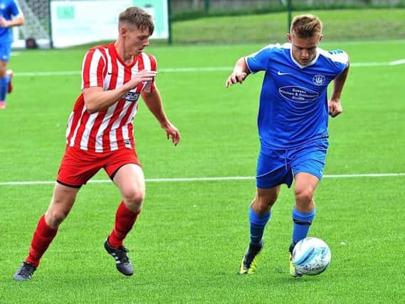 Shoreham summer signing Mark Goldson in action at Steyning Town on Saturday. Picture by Stephen Goodger