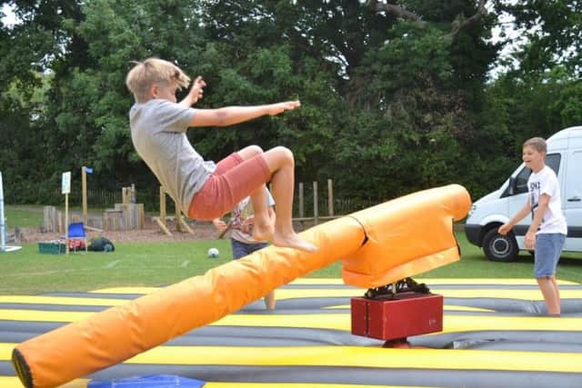 Taking a fall at the Billingshurst Primary School summer fun day