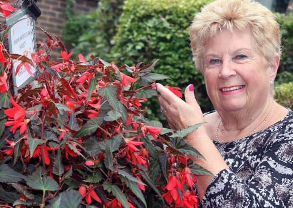 Marilyn Collis with her best in show hanging basket. Picture: Derek Martin DM17735095a