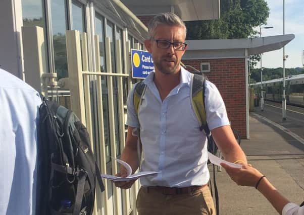 Graham Horner, a Hassocks commuter has been raising awareness about the effect of proposed timetable changes on the village's train services (photo submitted).