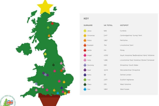 BCTGA map of Christmas names