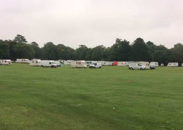 The caravans on Oaklands Park pictured on Wednesday, the majority of which have now left