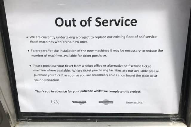 Sign on ticket machine at Bognor railway station. Picture: Damien Reynolds