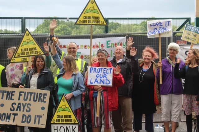 Green MEP Keith Taylor meets protestors outside Broadford Bridge drilling site.
