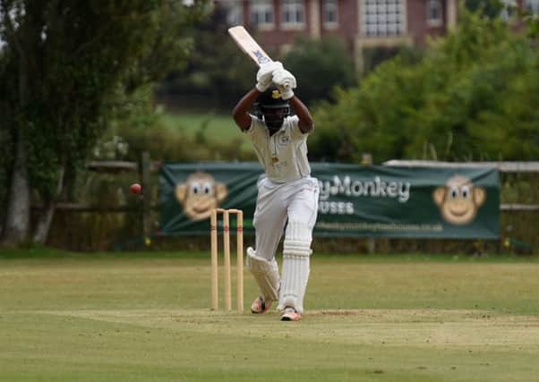 Cricket. Sussex League Division 4. 

Slinfold v Stirlands

Pictured batting for Sinfold is Akeem Jordan
Slinfold, West Sussex. 
Picture: Liz Pearce 22/07/2017

LP170292 SUS-170722-185640008