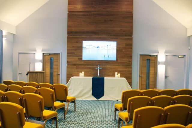 Inside the chapel at the new building