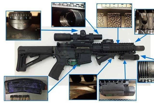 The licensed rifle seized from Ben Waltons flat as part of the Karl Bunster murder trial. Photo courtesy of Sussex Police. SUS-170208-124536001