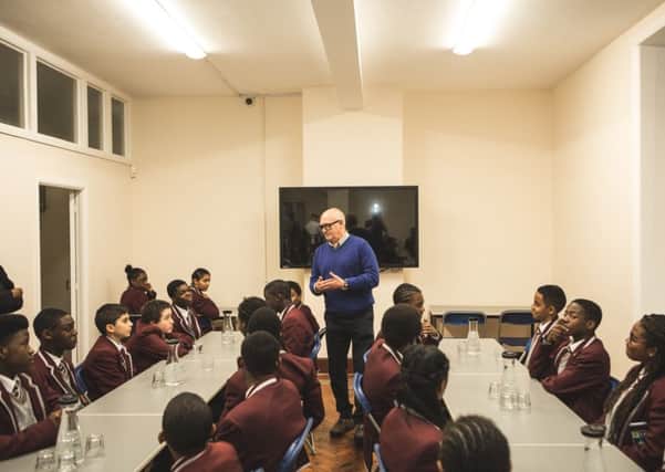 Sir Greg Martin speaking to the first students at Stedham in 2014
