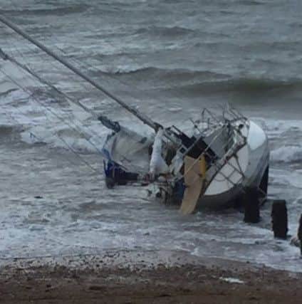 Yacht grounded at Aldwick. Pic: Bob Newman