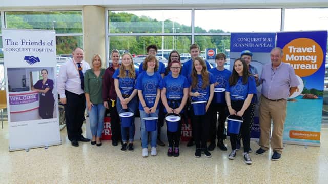 NCS teenagers fundraise for the Conquest MRI Scanner Appeal at Sainsbury's. Photo by Sid Saunders SUS-170808-103551001