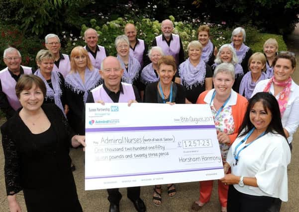 Cheque presentation - Horsham Harmony singers donating Â£1,257.23 to West Sussex Admiral Nurse Services. Pic Steve Robards SR1718155 SUS-170808-115211001