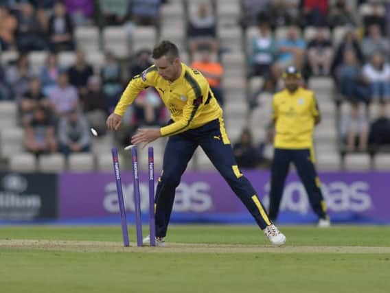 Mason Crane in action for Hampshire earlier in the summer. Picture by Neil Marshall