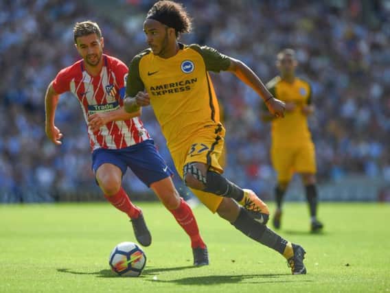Albion midfielder Izzy Brown in action against Atletico Madrid. Picture by Phil Westlake (PW Sporting Photography)
