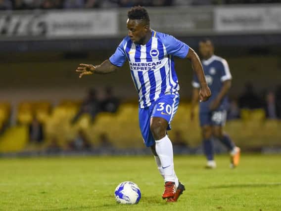 Kazenga LuaLua in pre-season action for Albion at Southend. Picture by Phil Westlake (PW Sporting Photography)