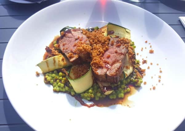 The lamb rump with basil fragola and courgette ribbons