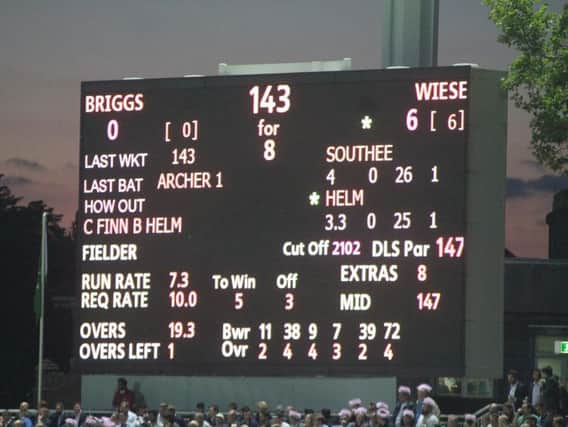 The Lord's scoreboard tells a sorry Sussex story / Picture by Colin Bowman