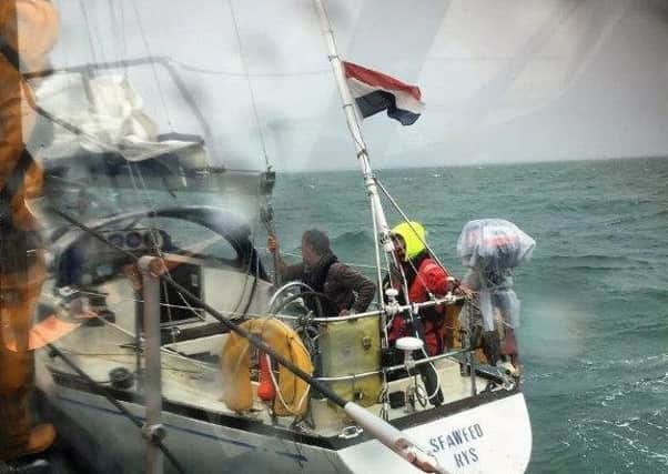 Pictures taken by the Selsey RNLI team show the dramatic rescue of a 12-metre yacht