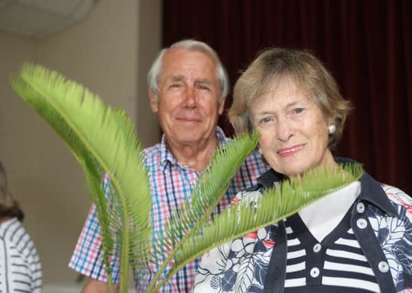 Sylvia Watkins and her husband Guy Watkins with her cycas exhibit. Pictures: Derek Martin DM17839474