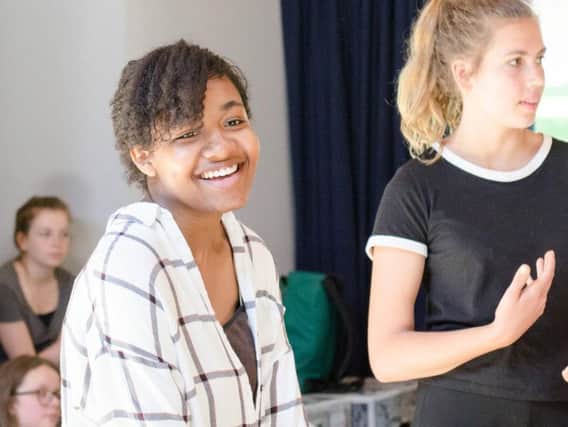 Jessica Oyo in rehearsal for CFYT's GRIMM TALES Photo by Richard Gibbons