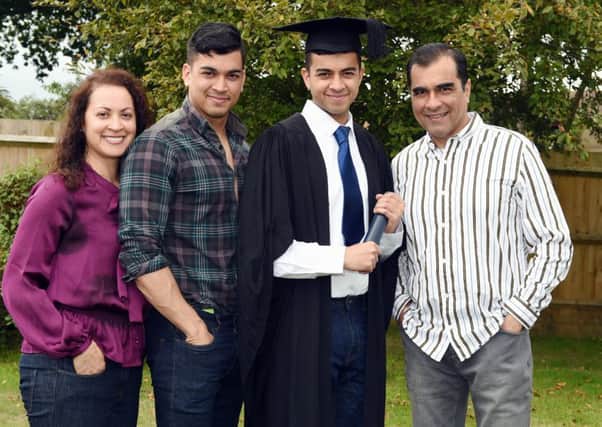 Imran Nasim with his family, from left: mum Michelle, brother Adam (21), Imran (18) and dad Tariq. Picture: Liz Pearce