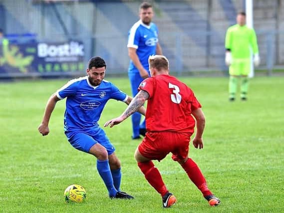 Scott Packer played the full 90 minutes for Shoreham this evening. Picture by Stephen Goodger