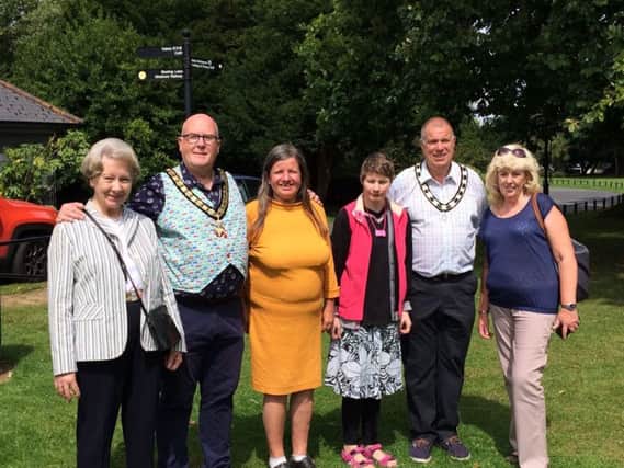 Bognor mayor Phil Woodall and his consort Steve Hearn officially opening the Big Picnic with, from left, senior area manager Mary Doran, Sue Stevens and Sophie Mayes, who are supported by United Response, and NHS support worker Sonia Dale