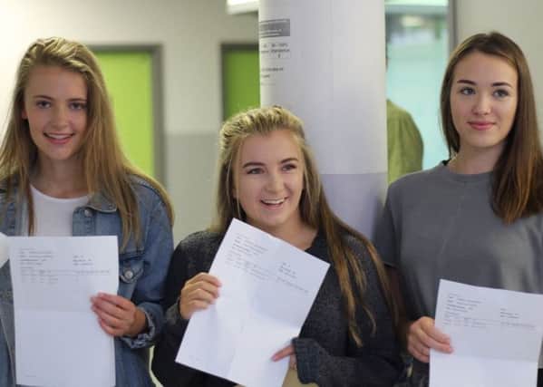 Bryony Johnson, Megan Phillips and Connie Franks with their results