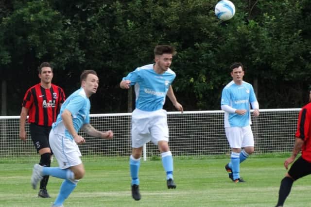 Kyle Holden heads the ball forward. Picture courtesy Mark Killy