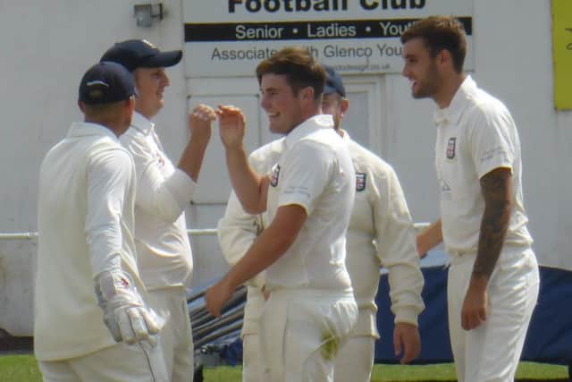 Bexhill celebrate a wicket during their narrow defeat against Ansty.