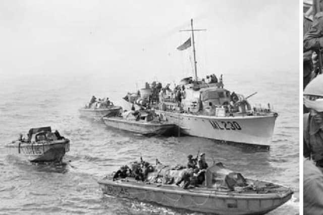 Royal Navy vessels gather near the French coast on the morning of 19th August 1942.