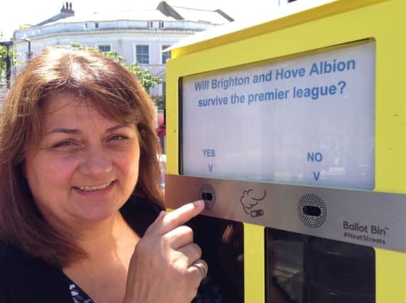 W33C ballot bin

Councillor Diane Guest with the ballot bin in Chapel Road, Worthing.

A ballot bin has been fixed to a post at the taxi rank in Chapel Road and invites smokers to vote on a simple question by putting their cigarette ends in one of two slots.