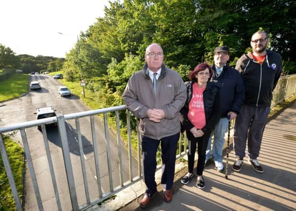Cllr Phil Scott, Gill Baker, Dave Baker and Andy Ives. Pictured on Churchwood bridge. SUS-170913-103322001