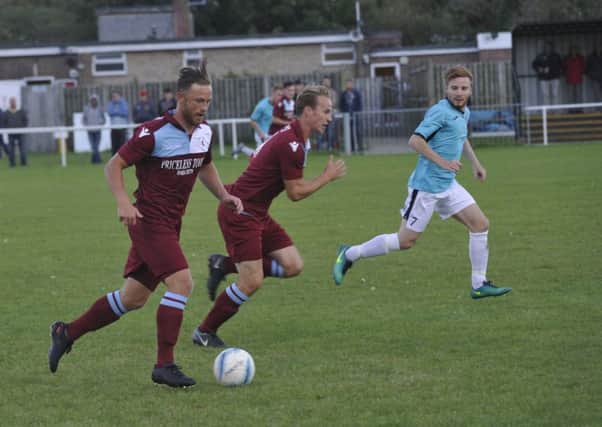 Jamie Crone on the ball for Little Common against AFC Varndeanians last Friday night. Picture by Simon Newstead